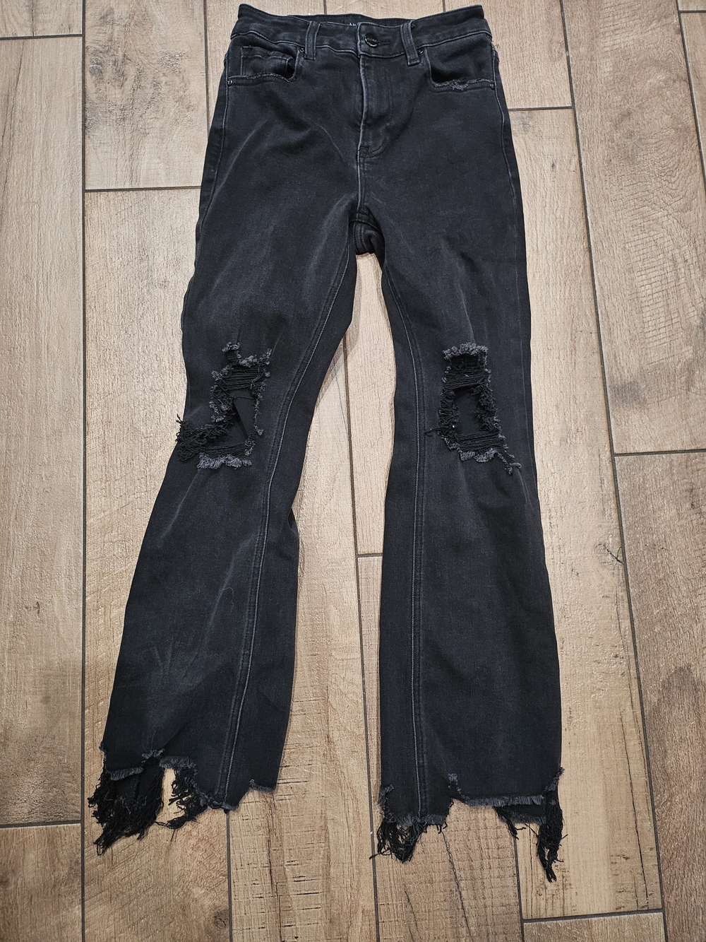 Women’s Black Distressed Ankle Flare Jeans